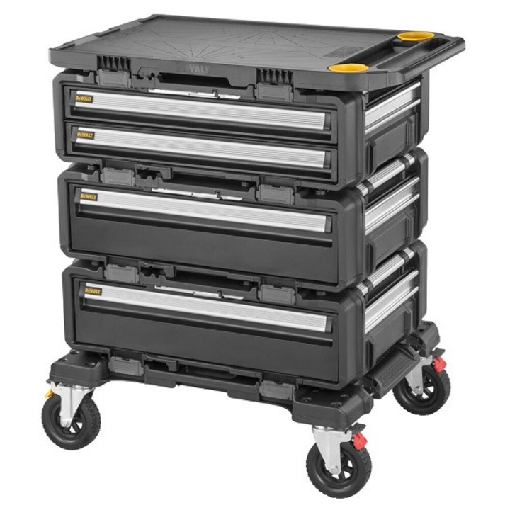 Set mobil ToughSystem 2.0 DXL 5 in 1, DeWalt, organizatoare cu sertare, platforma de transport, 200kg
