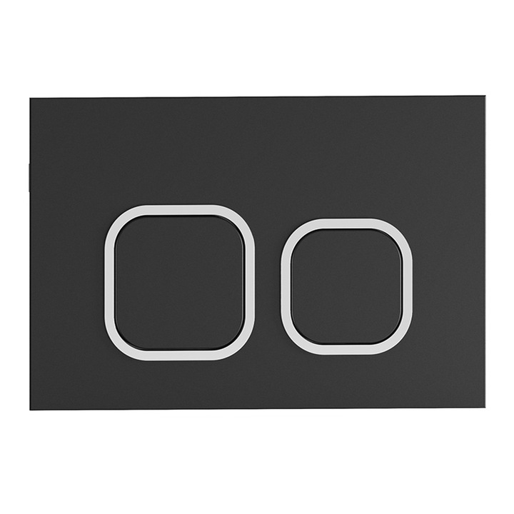 Placa WC Compatibila cu Geberit Sigma UP300/UP320 - Apasare Dubla, Dimensiuni 24.3×16 cm, Crom, Negru Mat