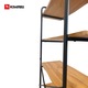 Raft Kiwari® Quad, 4 polite, 112×34×80 cm, MDF si Metal, Design Modern Industrial, Negru & Stejar
