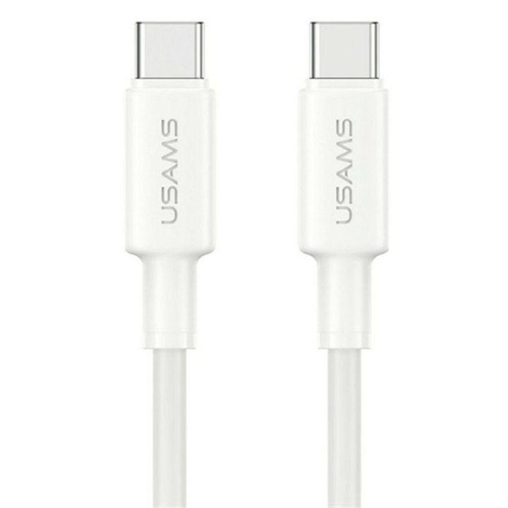 Usams u90 adatkábel, type-c - type-c, 60w, pd gyorstöltő, 100cm, fehér