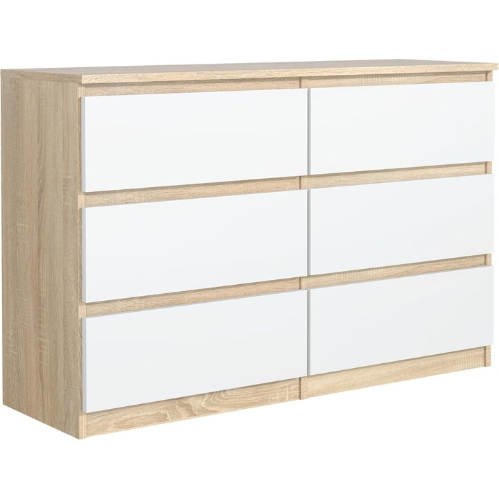 Comoda meble masztalerz 120 cm, Mobilier de depozitare pentru sufragerie si hol, Spatios si elegant, Comoda Sonoma/Alb 120,4x79x39 cm