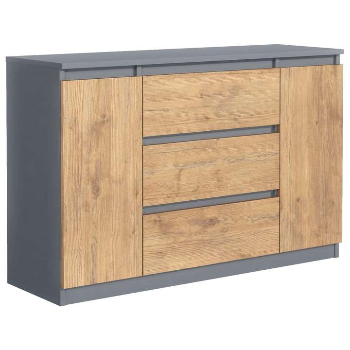 Comoda meble masztalerz 120 cm, Mobilier de depozitare pentru sufragerie si hol, Spatios si elegant, Comoda Antracit/Lancelot 120,4x78,2x39 cm