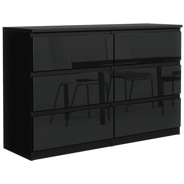 Comoda meble masztalerz 140 cm, Mobilier de depozitare pentru sufragerie si hol, Spatios si elegant, Comoda Negru Lucios 138,5x78,5x39 cm