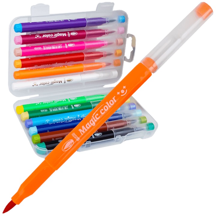 Set 12 carioci magice colorate, Adison, schimbare de culoare, multicolor, 14.5cm