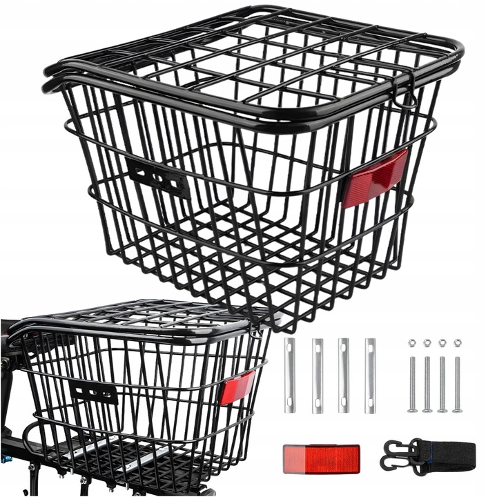 Cos de bicicletă Gearox, negru, 28x22x28 cm, capac cu închidere, elemente reflectorizante