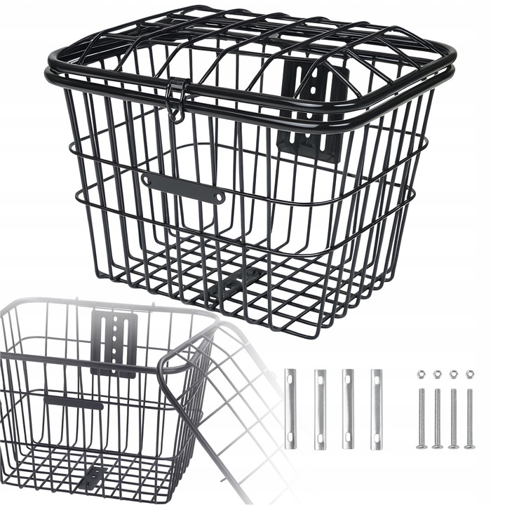 Cos De Bicicleta, Gearox, 30x39.5x30.5 cm, Capac Inchis, Montaj Universal Pe Portbagaj, Cadru Metalic Solid Durabil, Rezistent La Coroziune, Negru