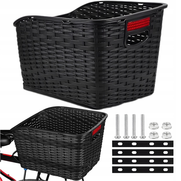 Gearox kerékpárkosár szett, fekete, 24x30x41 cm, műanyag, fényvisszaverő