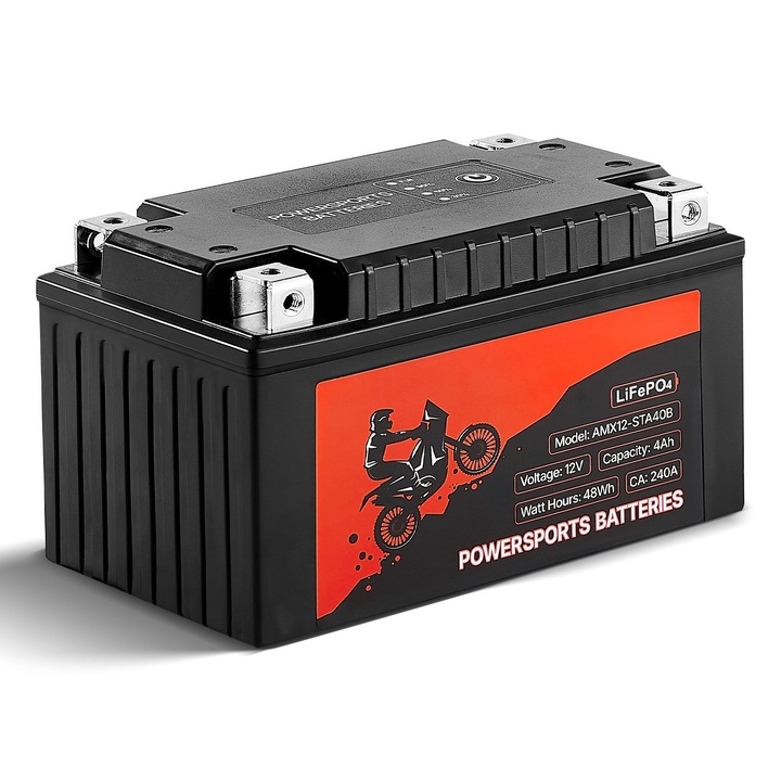 Baterie moto/motocicleta, Litiu LiFePO4 12V 4Ah, Fara Intretinere, Preincarcata, Pornire Puternica, Greutate Redusa, Compatibila ATV/Scuter/Skijet/UTV
