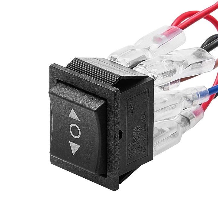 Intrerupator basculant, Comutator DPDT 6 pini, 3 Pozitii (ON)-OFF-(ON), Inversare polaritate, AC 250V/16A si 125V/20A, Pentru auto, barci, electrocasnice