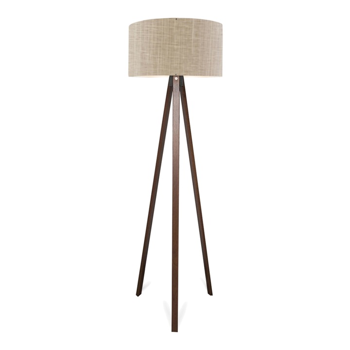Lampa de podea, lux.pro, Newport, 140 cm, 1 x E27, 20 W, mdf, textil, culoarea lemnului, maro deschis