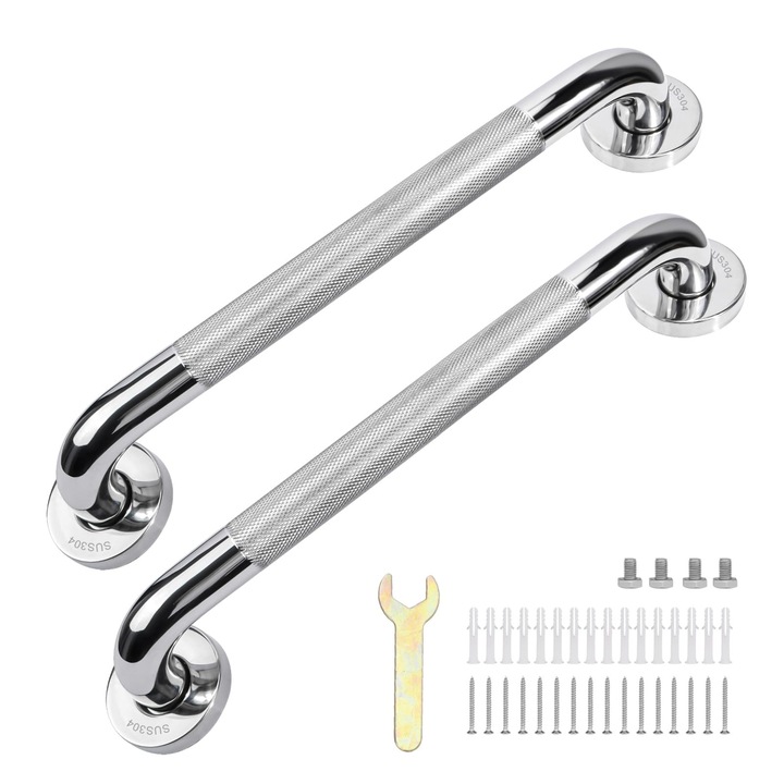 Manere de dus WALALLA, set de 2, antiderapante, otel inoxidabil, 40cm