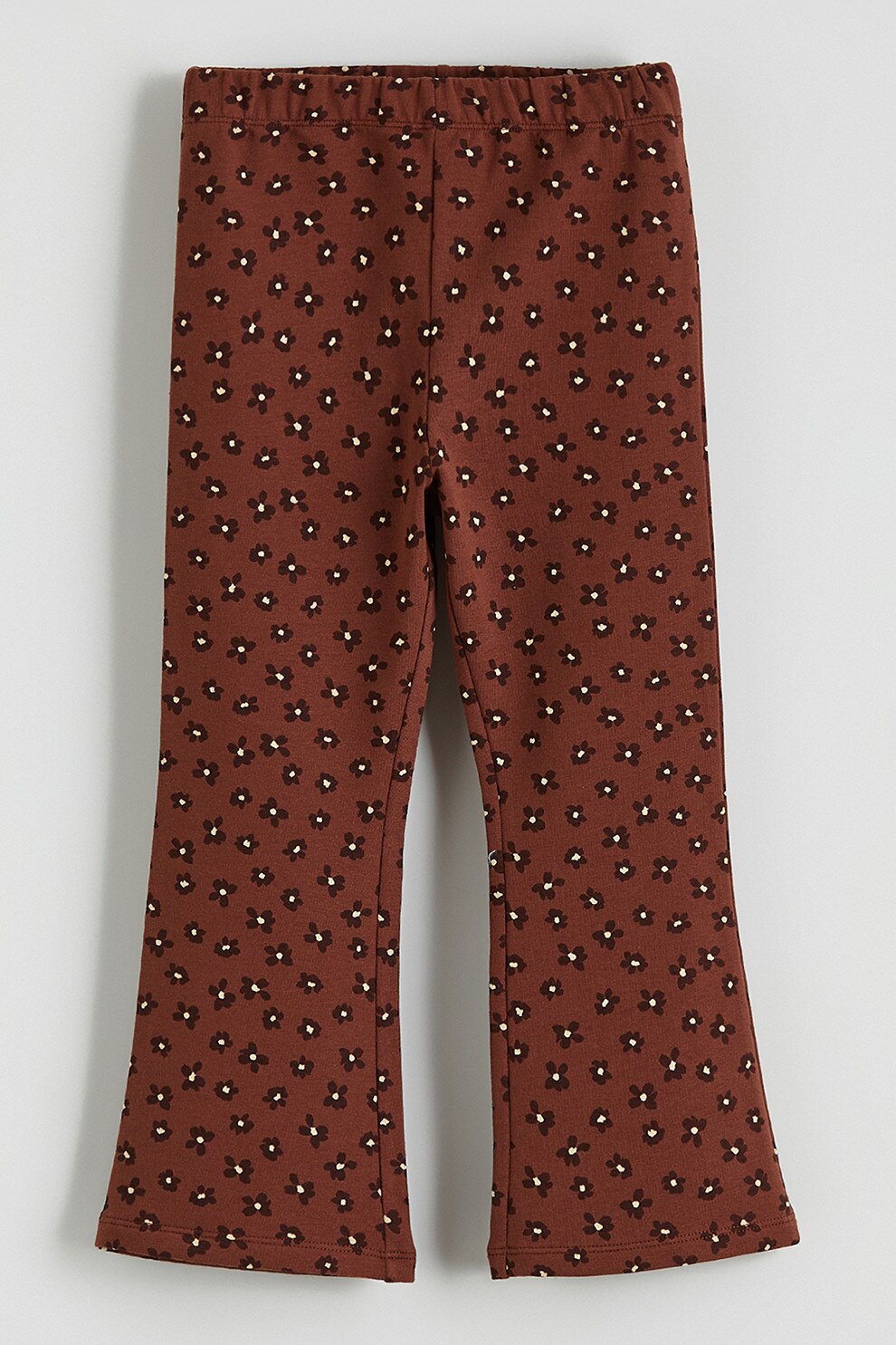 LC WAIKIKI, Pantaloni evazati cu imprimeu, Alb, Maro scortisoara, 98-104 CM