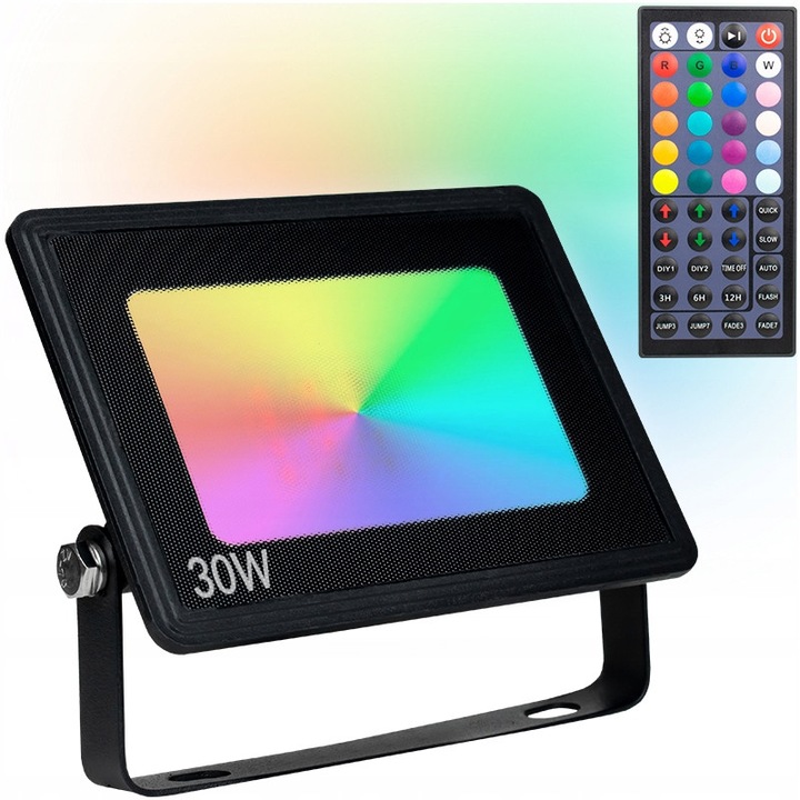 Aplica LED RGB 30W, DecoRYA, impermeabil IP65, telecomandă inclusă, multicolor