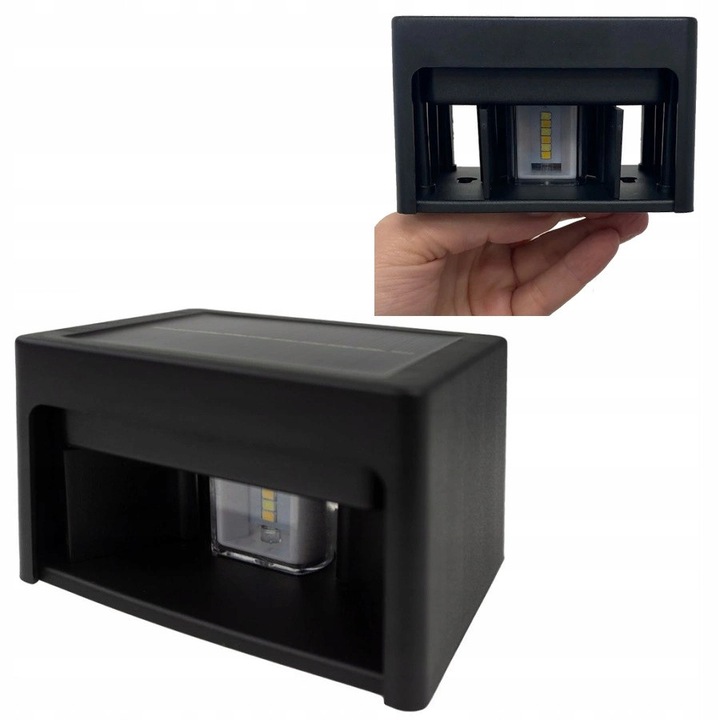 Aplica LED solară ECOLIGHT, 2 culori, unghi reglabil, neagră