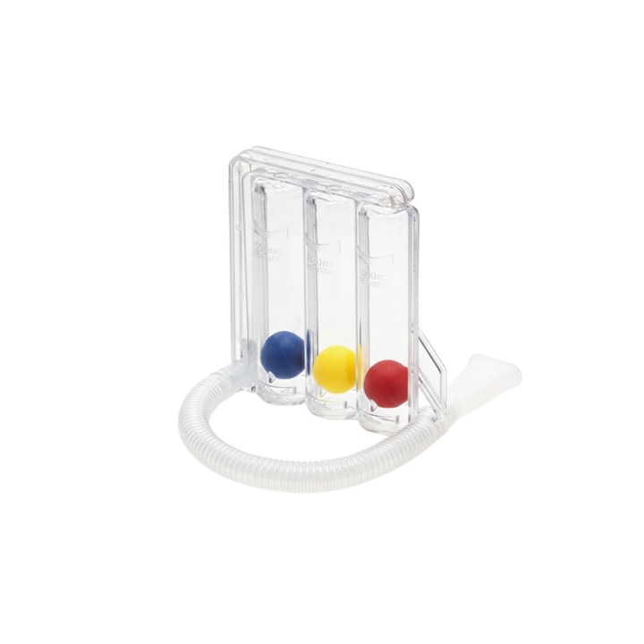 Aparat exercitii respiratorii Vitalmed Triflo, pentru antrenarea eficienta a plamanilor si sustinerea respiratiei, trei camere, materiale sigure si durabile