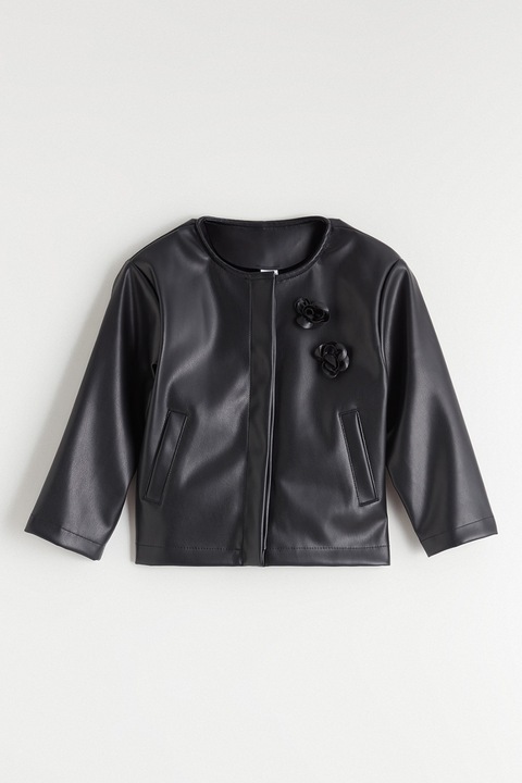 LC WAIKIKI, Jacheta din piele ecologica cu inchidere cu capse, Negru