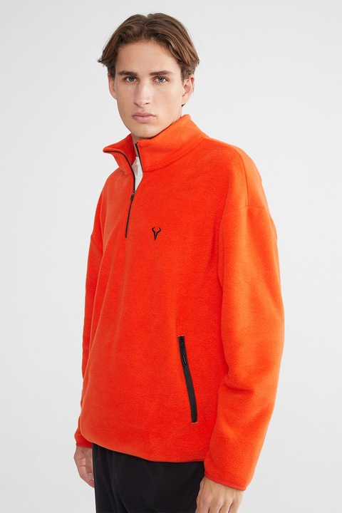LC WAIKIKI, Bluza de trening cu fenta cu fermoar scurt, Portocaliu, 2XL