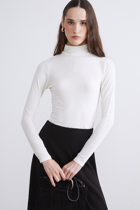 LC WAIKIKI, Bluza slim-fit cu guler scurt, Alb, 2XL