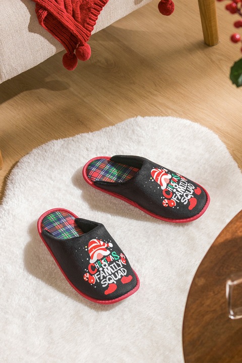 LC WAIKIKI, Papuci cu model tematic de Craciun, Rosu/Gri inchis