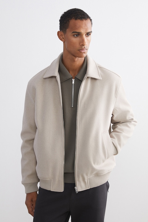 LC WAIKIKI, Jacheta cu guler clasic si captuseala din material teddy, Maro nisip