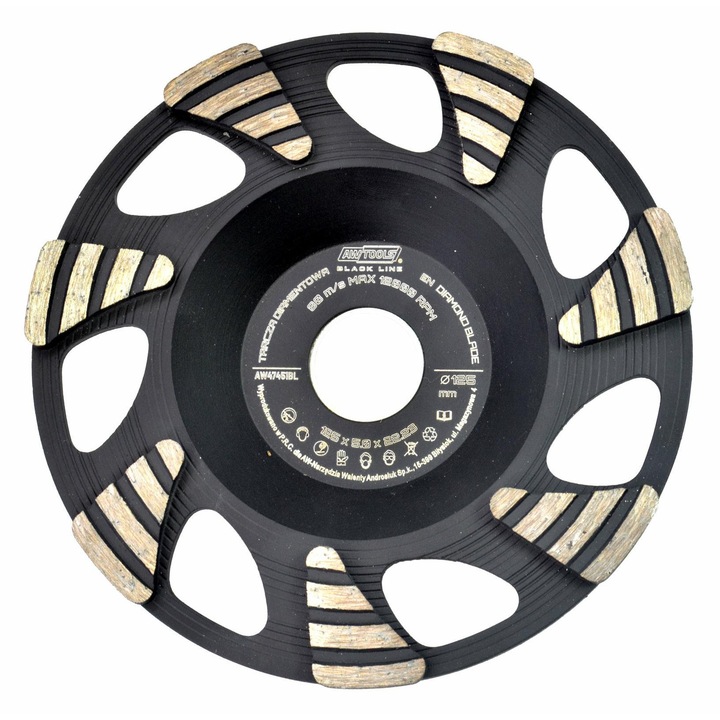 Disc diamantat pentru slefuit, Awtools, 125mm, 12000 rpm, 22,23mm, 5mm