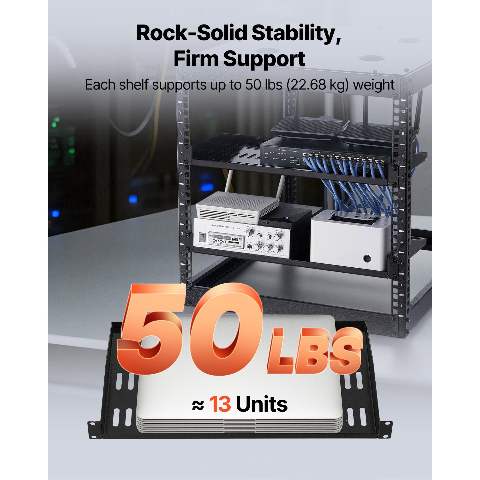 Tava Rack Polita rack 1U, Tava ventilata pentru server, Set 4 bucati, Sarcina max ...
