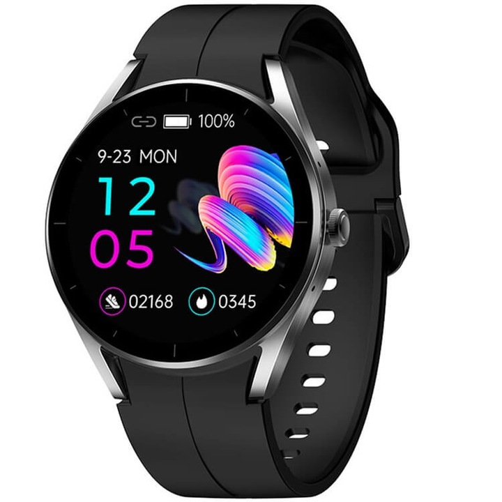 Ceas Smart Sport Elegant EliteEra Black Pro, ecran 1.32”, apeluri Bluetooth, monitorizare activitate