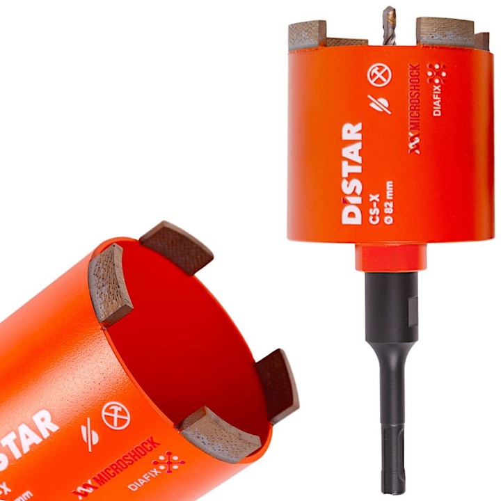 Set burghie diamantate DISTAR CS-X, 82mm, 70mm, M16 x SDS plus, pentru beton zbroiat si niezbroiat