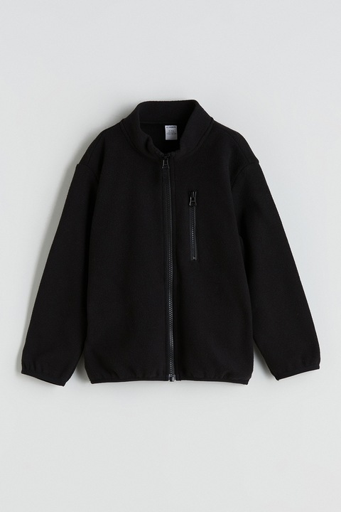 LC WAIKIKI, Jacheta din material fleece cu fermoar, Negru, 110-116 CM