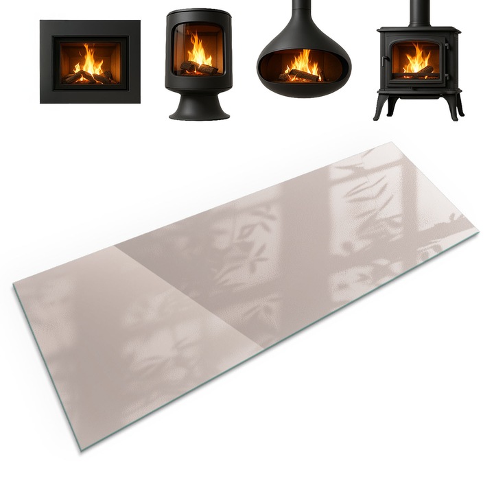 Suport de sticla sub semineu, Coloray, Culoare Maro Deschis, 125x50 cm, Decorativ, Modern, pentru Living, 0100107801900ccd2c1b9