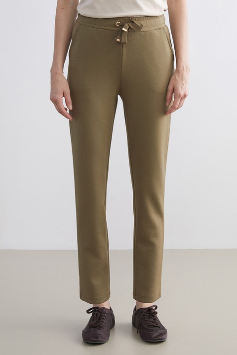 LC WAIKIKI, Pantaloni conici cu snur in talie, Verde masliniu, 2XL