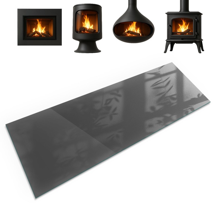 Suport de sticla sub semineu, Coloray, Culoare: Gri-Maro, 125x50 cm, Decorativ, Modern, pentru Living, 0100107801900cc4b4c4c