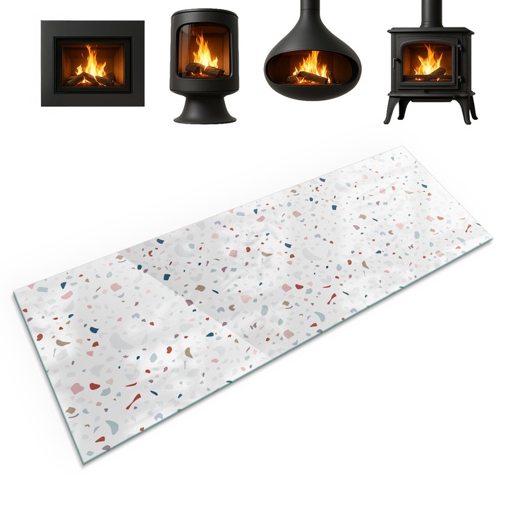 Suport de sticla sub semineu, Coloray, Forme In Miniatura, 125x50 cm, Alb, Decorativ, Modern, 010010780190000012237