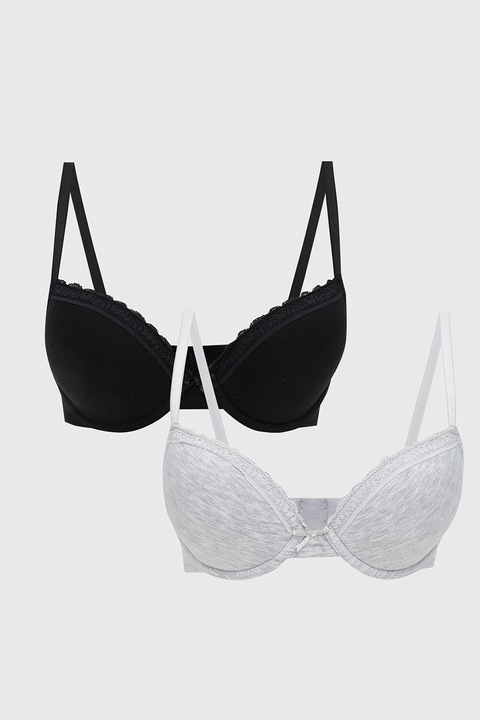 LC WAIKIKI, Set de sutiene cu burete - 2 piese, Alb, Negru, 90C