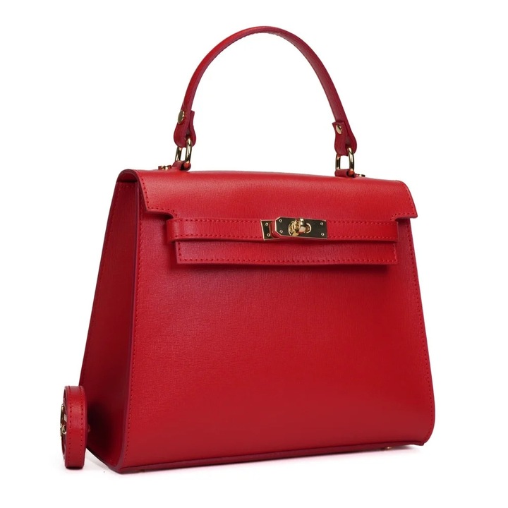 Poseta Piele Teresa - Rosu, Geanta Casual din Piele Naturala, Geanta, Genti