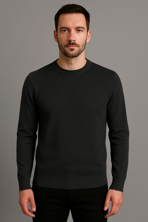 Férfi Pulóver, 5XL, Sötétszürke, Nagy Méretek – Vékony Kötésű, Alkalmi & Elegáns