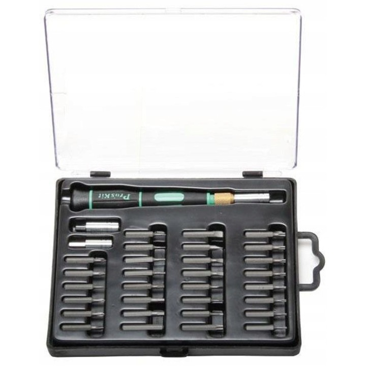 Комплект 33 прецизни бита Proskit SD-9803, ергономична дръжка, неплъзгаща се повърхност, 4 мм