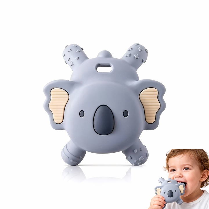 Koala rágóka, élelmiszeripari szilikon, kék, 3 hónap+