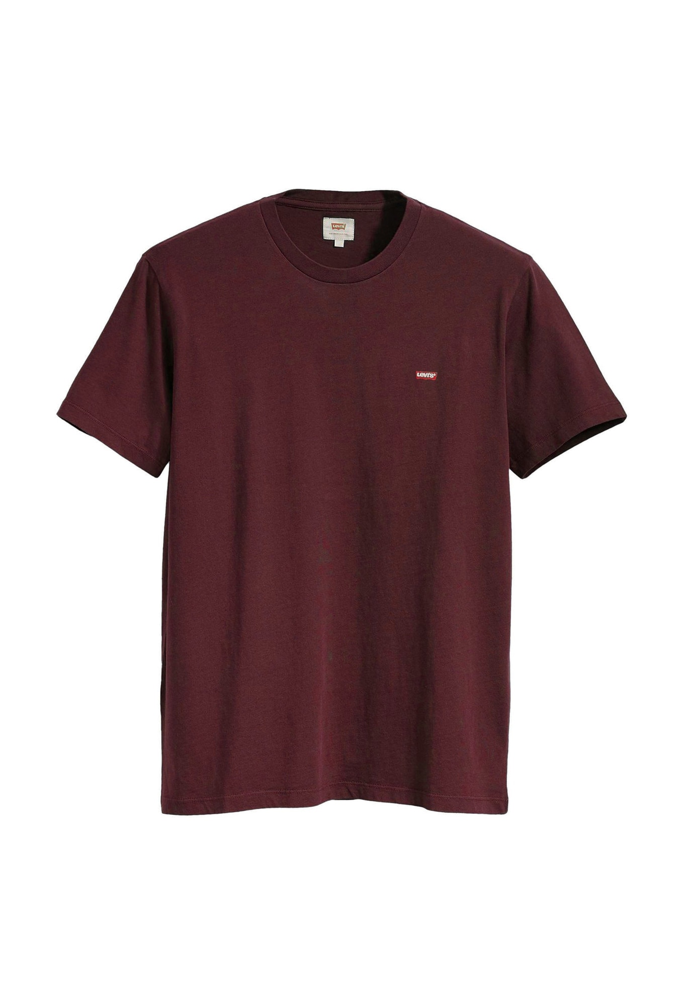 Levi's, Tricou din bumbac cu decolteu la baza gatului, Rosu inchis, M