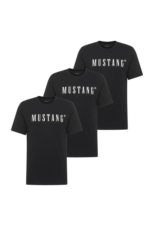 Mustang, Set de tricouri din bumbac organic - 3 piese, Negru