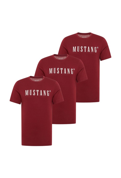 Mustang, Set de tricouri din bumbac organic - 3 piese, Rosu