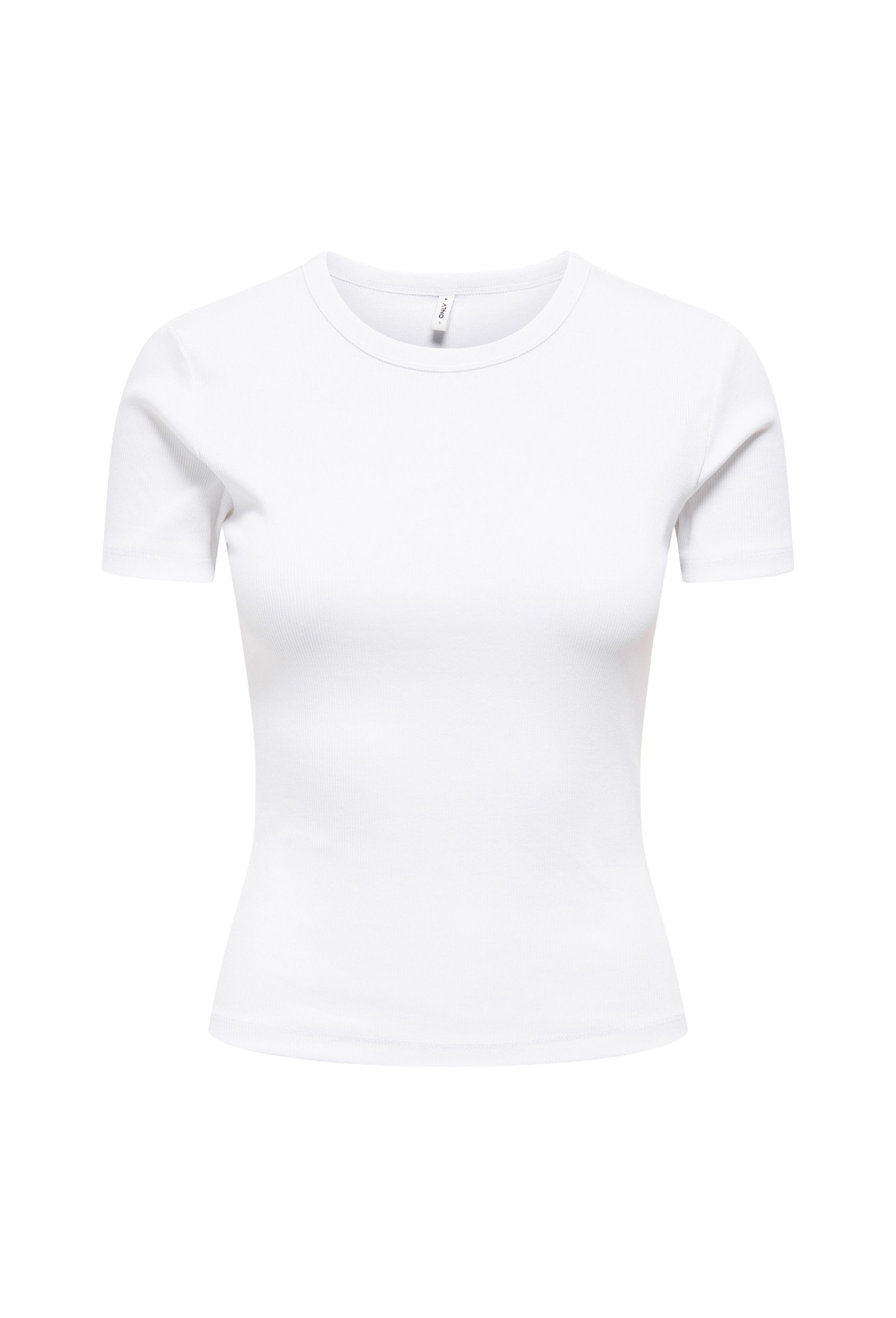 Only, Tricou slim-fit cu decolteu rotund, Alb, XS