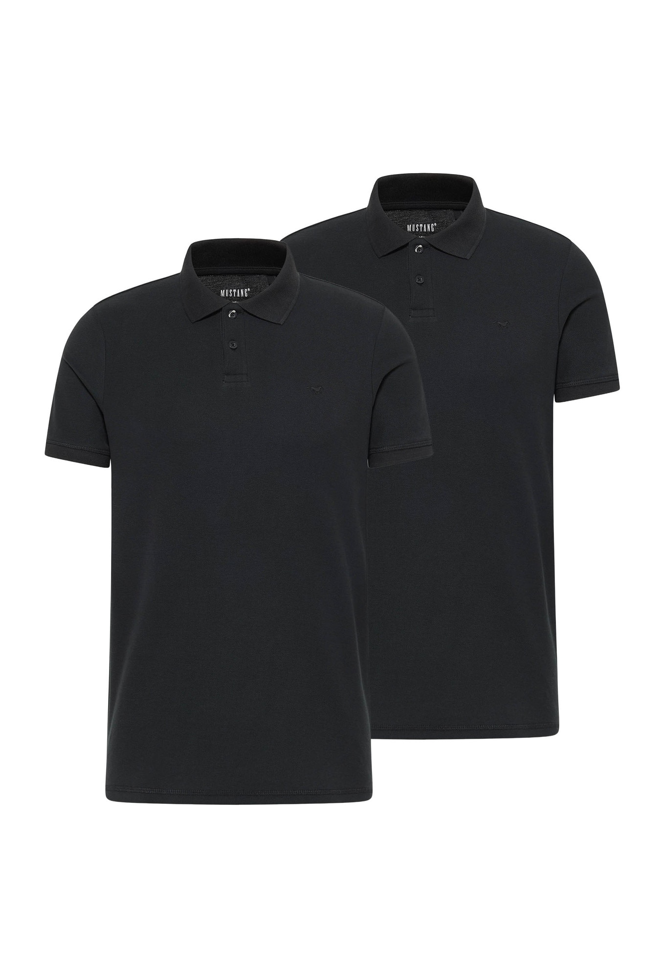 Mustang, Set de tricouri polo din bumbac pique organic - 2 piese, Negru, XL