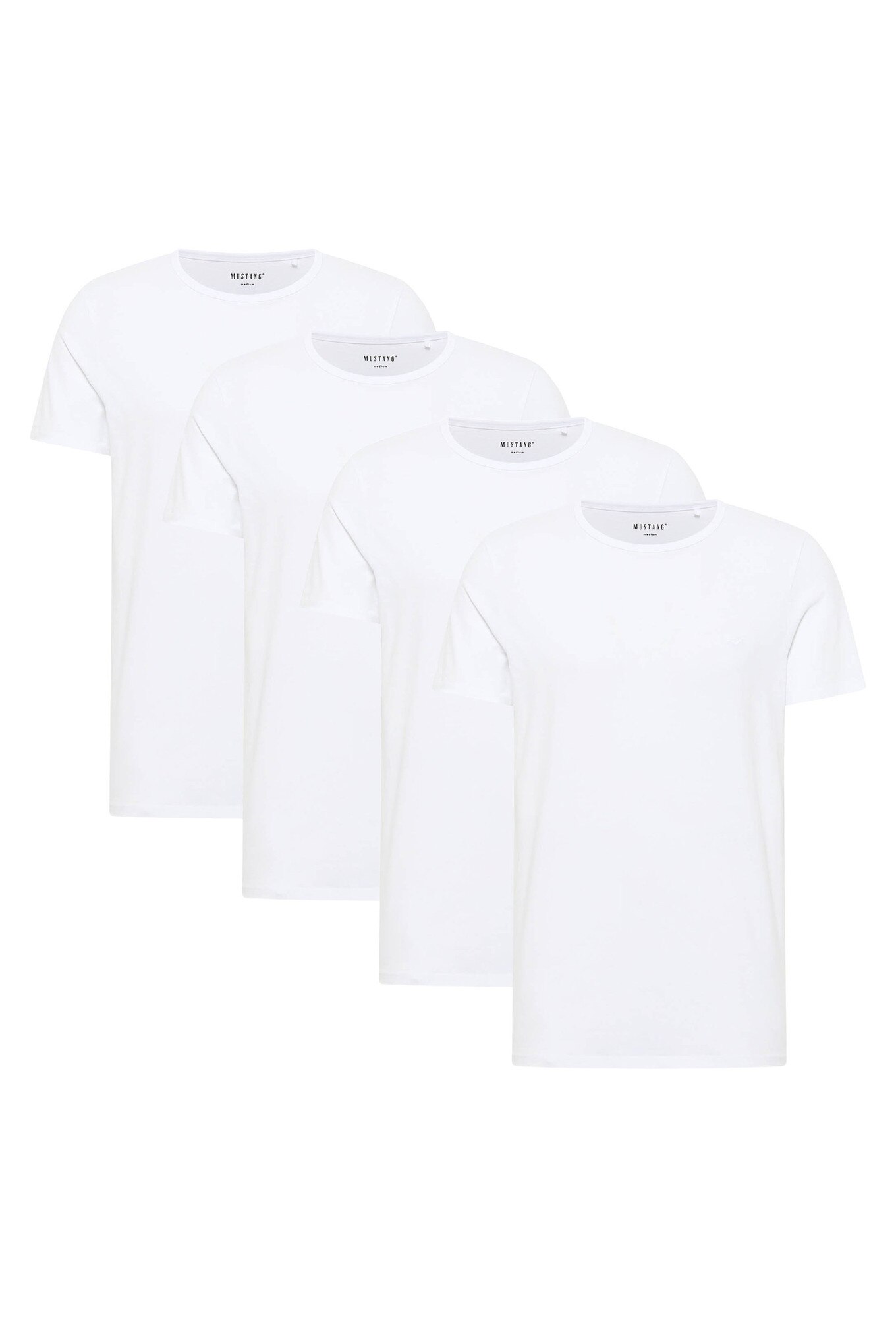 Mustang, Set de tricouri din amestec de bumbac organic cu model uni Allen - 4 piese, Alb, M