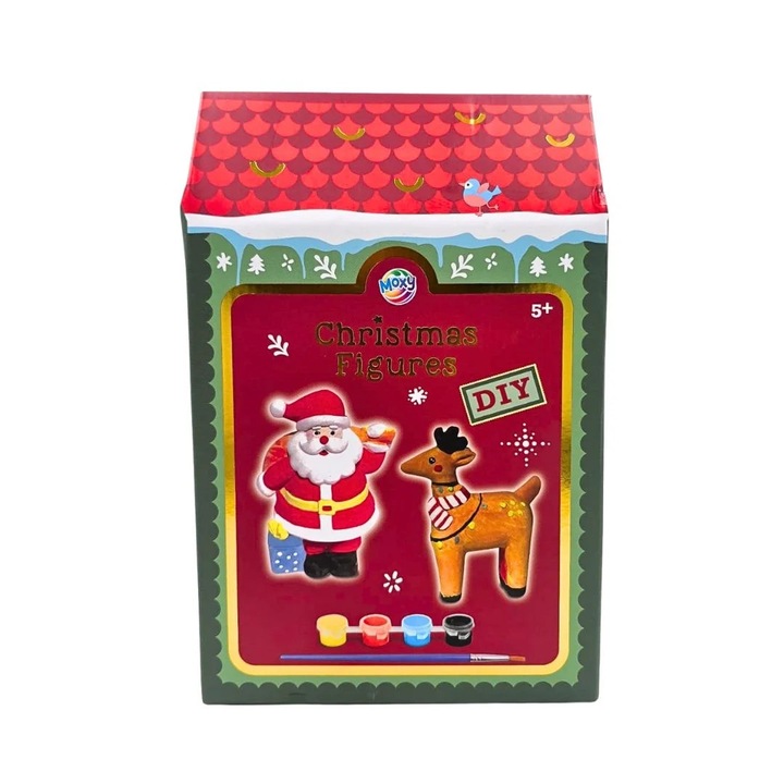 Set creativ, pictura figurine, Moxy, Christmas Figures DIY, Mos Craciun si ren, 5+