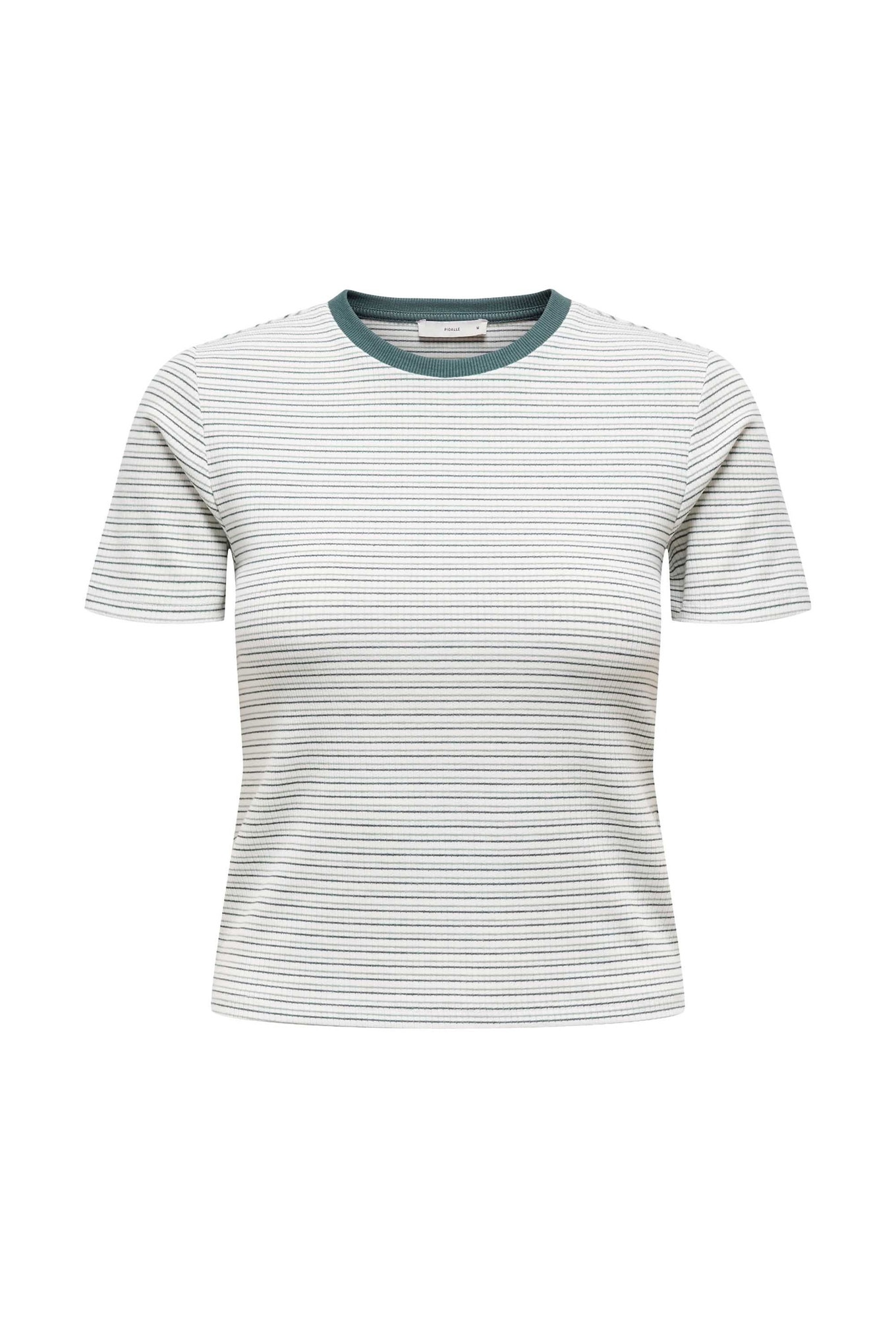 Only, Tricou slim-fit cu dungi Lupe, Alb, Verde, M