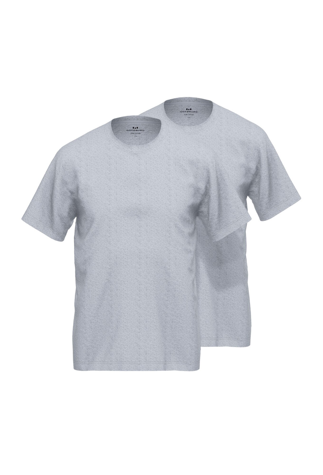 GOTZBURG, Set de tricouri cu decolteu la baza gatului si model uni - 2 piese, Gri, L