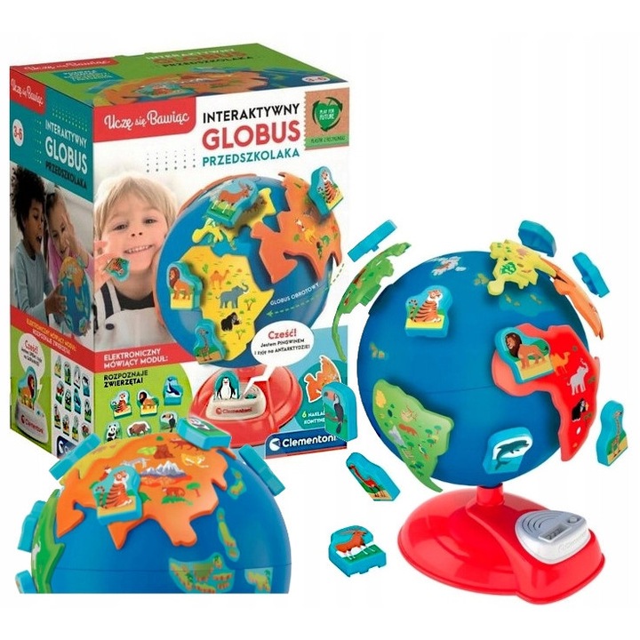 Glob pamantesc interactiv Clementoni, animale si geografie, ecologic, 3-6 ani