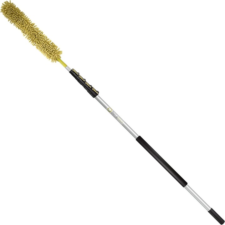 Set maner telescopic cu pamatuf DocaPole, aluminiu/microfibra, galben/argintiu, 3,6 m
