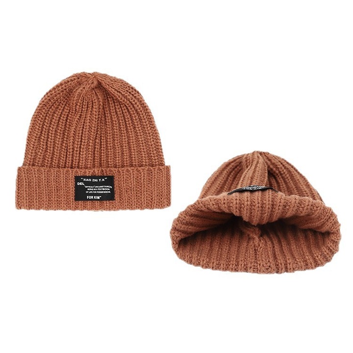 Caciula de iarna pentru barbati, lana, oversized, captuseala groasa, maro